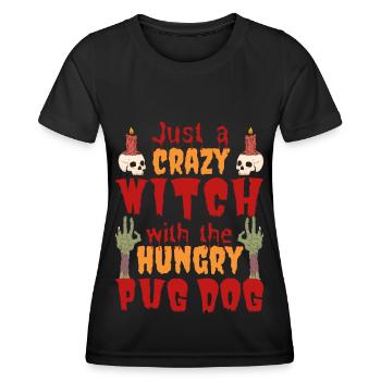 Pug Halloween Costume Dog Saying - Women's Functional T-Shirt - black - Front - AI Model Female 172 light (172cm)