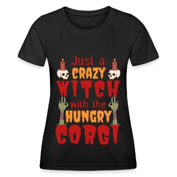 Welsh Corgi Halloween Costume Dog Saying - Women's Functional T-Shirt - black - Front - AI Model Female 172 light (172cm)