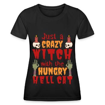Katzen Halloween Kostüm Katze Spruch - Frauen Funktions-T-Shirt - Schwarz - Vorne - AI Model Female 172 light (172cm)