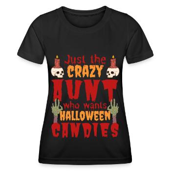 Creepy funny Halloween saying aunt - Women's Functional T-Shirt - black - Front - AI Model Female 172 light (172cm)
