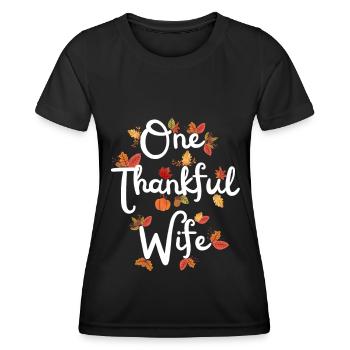 Thankful Wife Mama Autumn Leaves Gratitude - Women's Functional T-Shirt - black - Front - AI Model Female 172 light (172cm)