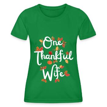 Thankful Wife Mama Herbst Blätter Dankbarkeit - Frauen Funktions-T-Shirt - Kelly Green - Vorne - AI Model Female 172 dark (172cm)