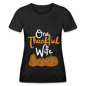 Thankful wife Mama Autumn Leaves Gratitude - Women's Functional T-Shirt - black - Front - AI Model Female 172 light (172cm)