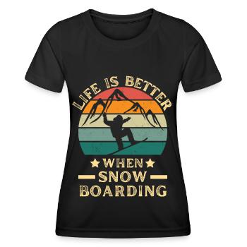 Snowboard Snowboard avec Snowboard rétro - T-shirt sport Femme - noir - Devant - AI Model Female 172 light (172cm)
