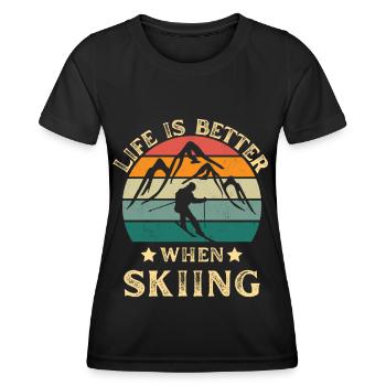 Skier sur un ski vacances rétro vintage - T-shirt sport Femme - noir - Devant - AI Model Female 172 light (172cm)