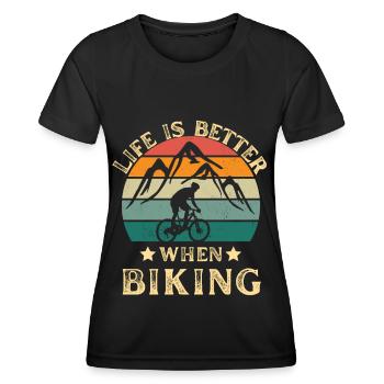 Biking retro vintage. Cycling mountain biking. - Women's Functional T-Shirt - black - Front - AI Model Female 172 light (172cm)