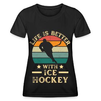 Eishockey spielen für Eishockey Liebhaber vintage - Frauen Funktions-T-Shirt - Schwarz - Vorne - AI Model Female 172 light (172cm)