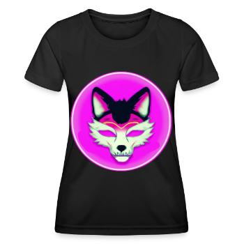Kitsun Vaporwave Japanische Kami Vaporwave Kitsune - Frauen Funktions-T-Shirt - Schwarz - Vorne - AI Model Female 172 light (172cm)