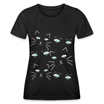 Fantasy Katzenaugen Gesicht Katzenhalter Katzen - Frauen Funktions-T-Shirt - Schwarz - Vorne - AI Model Female 172 light (172cm)