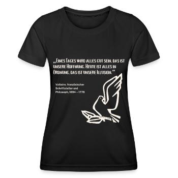 Zitat französischer Philosoph Illusion Wahrnehmung - Frauen Funktions-T-Shirt - Schwarz - Vorne - AI Model Female 172 light (172cm)