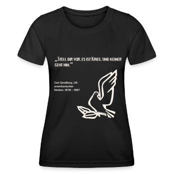 Zitat Dichter Frieden Krieg - Frauen Funktions-T-Shirt - Schwarz - Vorne - AI Model Female 172 light (172cm)