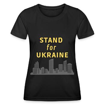Stand for Ukraine Peace Freedom War - Frauen Funktions-T-Shirt - Schwarz - Vorne - AI Model Female 172 light (172cm)