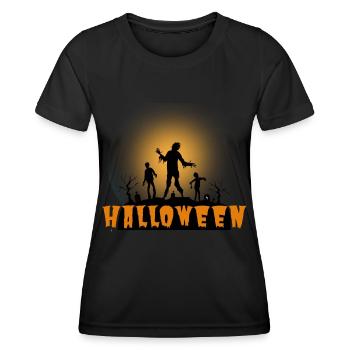 Halloween Creepy Cemetery Moon Witch Vampire - Women's Functional T-Shirt - black - Front - AI Model Female 172 light (172cm)