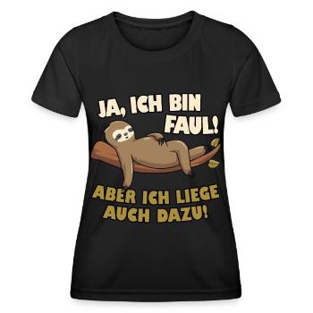 Ja ich bin faul aber ich liege auch dazu Faultier - Frauen Funktions-T-Shirt - Schwarz - Vorne - AI Model Female 172 light (172cm)