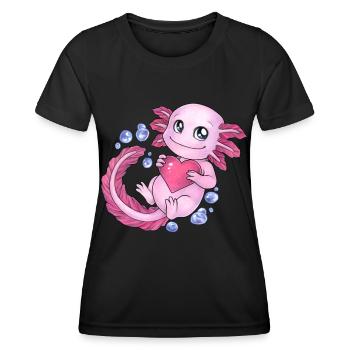 Süßes Axolotl Unter Wasser mit niedlich Herz - Frauen Funktions-T-Shirt - Schwarz - Vorne - AI Model Female 172 light (172cm)