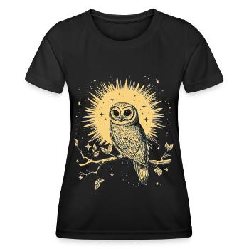 Eule Uhu Vogel Nachtvogel Tier Nacht Mond Natur - Frauen Funktions-T-Shirt - Schwarz - Vorne - AI Model Female 172 light (172cm)