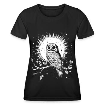 Eule Uhu Vogel Nachtvogel Tier Nacht Mond Natur - Frauen Funktions-T-Shirt - Schwarz - Vorne - AI Model Female 172 light (172cm)