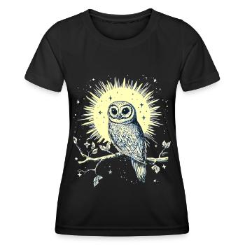 Eule Uhu Vogel Nachtvogel Tier Nacht Mond Natur - Frauen Funktions-T-Shirt - Schwarz - Vorne - AI Model Female 172 light (172cm)