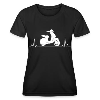 Roller Fahrer Scootering Motorrad Moped Herzschlag - Frauen Funktions-T-Shirt - Schwarz - Vorne - AI Model Female 172 light (172cm)