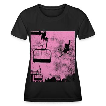 Skiing - (2) - Women's Functional T-Shirt - black - Front - AI Model Female 172 light (172cm)