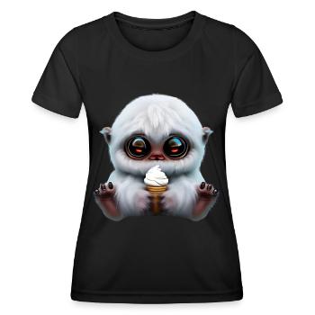 Yeti mit Softeis - Frauen Funktions-T-Shirt - Schwarz - Vorne - AI Model Female 172 light (172cm)
