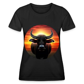Water buffalo in the sunset - Women's Functional T-Shirt - black - Front - AI Model Female 172 light (172cm)