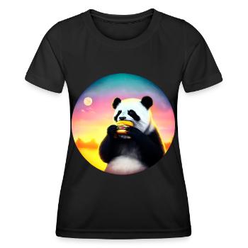 Panda au Cheeseburger Sunset - T-shirt sport Femme - noir - Devant - AI Model Female 172 light (172cm)
