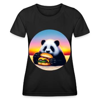 Panda au Cheeseburger Sunset - T-shirt sport Femme - noir - Devant - AI Model Female 172 light (172cm)
