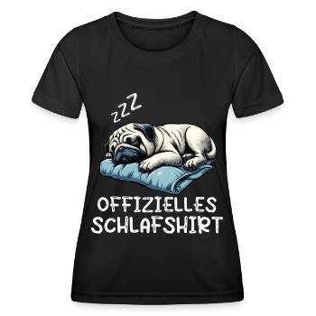 Offizielles Schlafshirt Mops Möpse Mopsbesitzer - Frauen Funktions-T-Shirt - Schwarz - Vorne - AI Model Female 172 light (172cm)