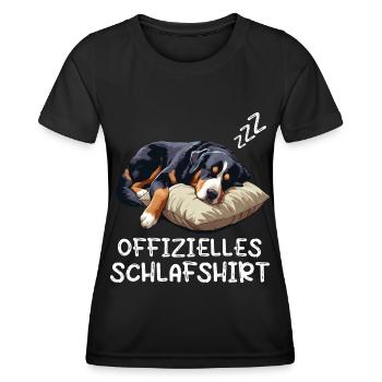 Offizielles Schlafshirt Appenzeller Sennenhund - Frauen Funktions-T-Shirt - Schwarz - Vorne - AI Model Female 172 light (172cm)