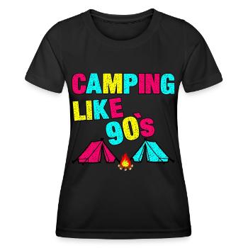 90s Camping - Women's Functional T-Shirt - black - Front - AI Model Female 172 light (172cm)