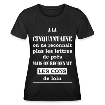 RECONNAÎTRE UN CON - T-shirt sport Femme - noir - Devant - AI Model Female 172 light (172cm)