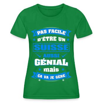 SUISSE GÉNIAL - T-shirt sport Femme - vert - Devant - AI Model Female 172 dark (172cm)