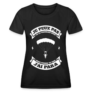 JE PEUX PAS J'AI PARACHUTE - T-shirt sport Femme - noir - Devant - AI Model Female 172 light (172cm)