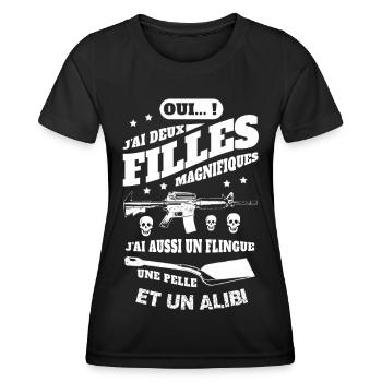 J'AI DEUX FILLES MAGNIFIQUES - T-shirt sport Femme - noir - Devant - AI Model Female 172 light (172cm)