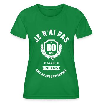 CADEAU ANNIVERSAIRE 80 ANS - T-shirt sport Femme - vert - Devant - AI Model Female 172 dark (172cm)