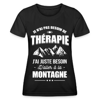 PAS BESOIN DE THÉRAPIE - BESOIN DE MONTAGNE - T-shirt sport Femme - noir - Devant - AI Model Female 172 light (172cm)