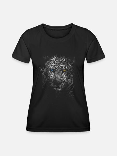 leopard - Frauen Funktions-T-Shirt - Schwarz