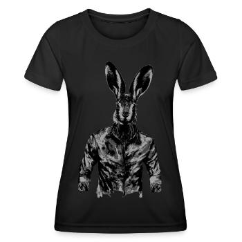Cooler Hase mit Hemd. - Frauen Funktions-T-Shirt - Schwarz - Vorne - AI Model Female 172 light (172cm)