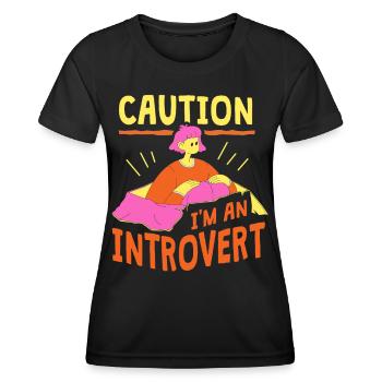 Attention Je suis un introverti timide - T-shirt sport Femme - noir - Devant - AI Model Female 172 light (172cm)