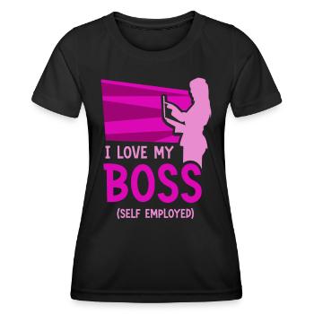 J’aime mon patron indépendant freelance - T-shirt sport Femme - noir - Devant - AI Model Female 172 light (172cm)