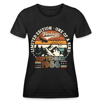 Septembre Né 1956 Cadeau du 66e anniversaire - T-shirt sport Femme - noir - Devant - AI Model Female 172 light (172cm)