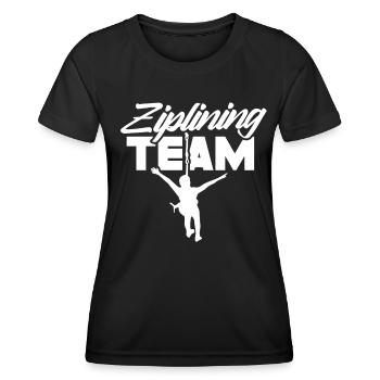 Ziplining Team Sprüche Sport Zipline Seilrutsche - Frauen Funktions-T-Shirt - Schwarz - Vorne - AI Model Female 172 light (172cm)
