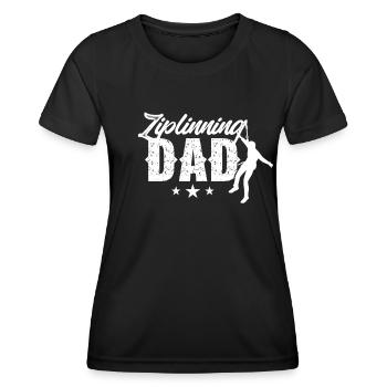 Ziplining Papa Sport Zipline Sprüche Seilrutsche - Frauen Funktions-T-Shirt - Schwarz - Vorne - AI Model Female 172 light (172cm)