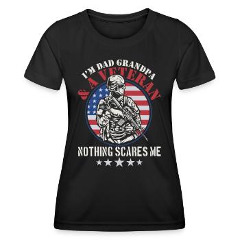 Bin Papa Opa Und Veteran Nichts Macht Mir Angst - Frauen Funktions-T-Shirt - Schwarz - Vorne - AI Model Female 172 light (172cm)