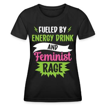 Angeheizt Durch Energydrinks Und Feministische Wut - Frauen Funktions-T-Shirt - Schwarz - Vorne - AI Model Female 172 light (172cm)