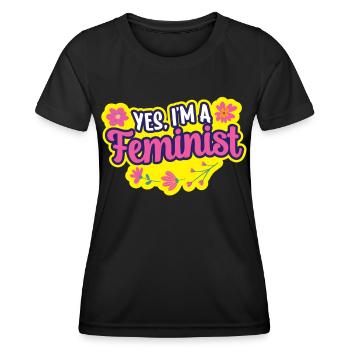Oui je suis féministe féministe - T-shirt sport Femme - noir - Devant - AI Model Female 172 light (172cm)