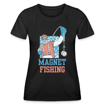 Magnetic Fishing Magnet Magnetic Fisherman - Women's Functional T-Shirt - black - Front - AI Model Female 172 light (172cm)