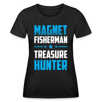 Magnetic Fisherman Treasure Hunter Magnetic Fishing Magnet - Women's Functional T-Shirt - black - Front - AI Model Female 172 light (172cm)