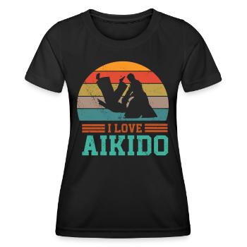 I love Aikido martial arts martial arts fighter - Women's Functional T-Shirt - black - Front - AI Model Female 172 light (172cm)